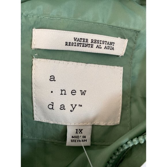 Women's Plus Size Duvet Puffer Jacket A New Day Green 1X - Picture 7 of 8